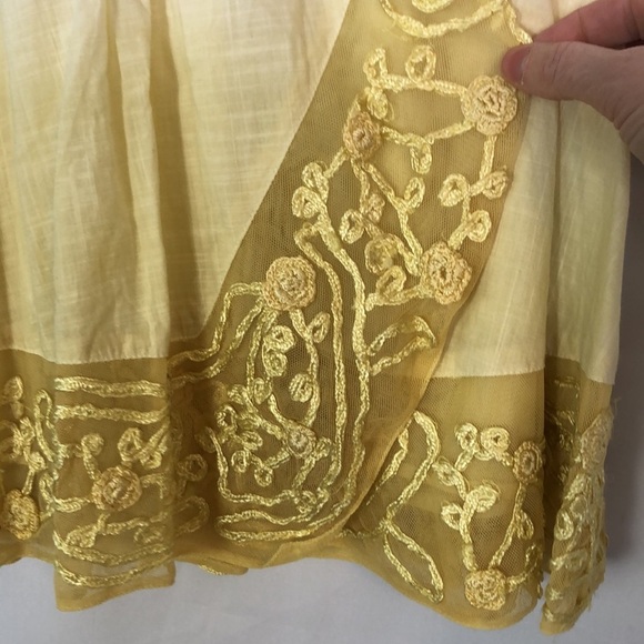 Free People Cream and Gold Mini Skater Skirt Size M - Picture 4 of 12